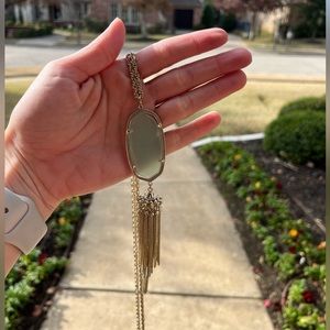 Kendra Scott Long Tassel Necklace in Chalcedony Green